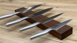 knife holder, magnetic strip walnut